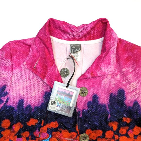 Simply Art by Dolcezza Multicolor Floral-Print Blazer Size Women's Extra Small - Picture 2 of 4